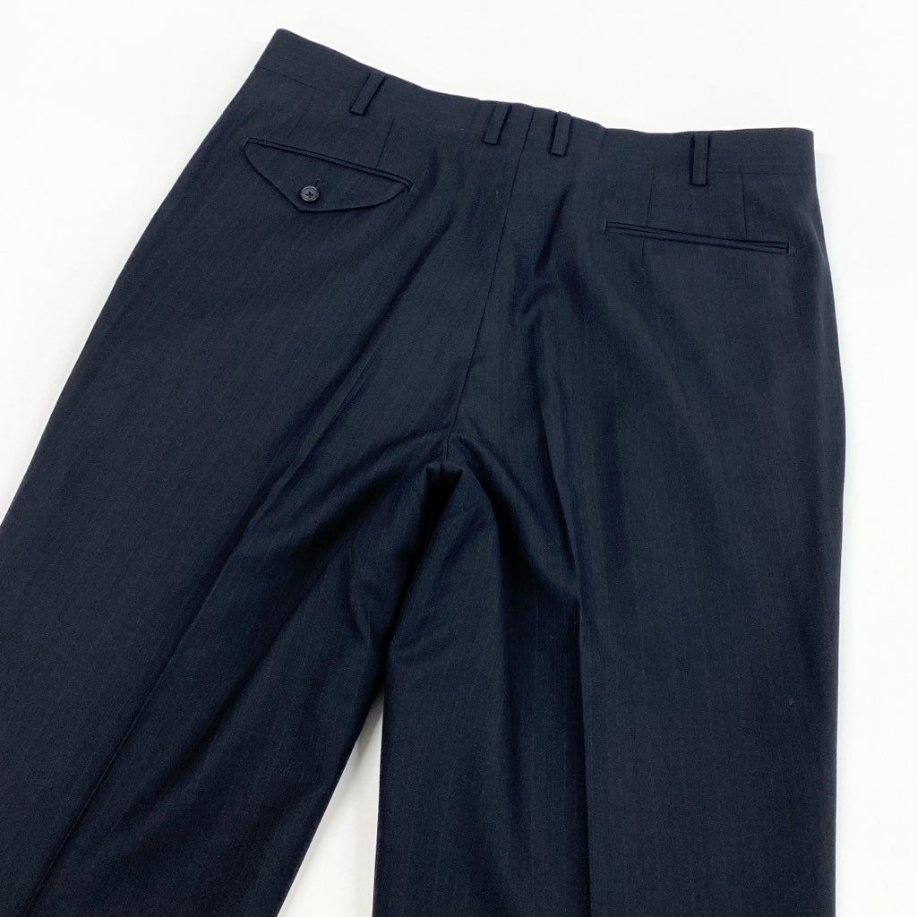 62l24 Burberry's バーバリーズ スーツセットアップ テーラードジャケット スラックス カシミヤ混 ストライプ BB5サイズ ネイビー メンズo07t