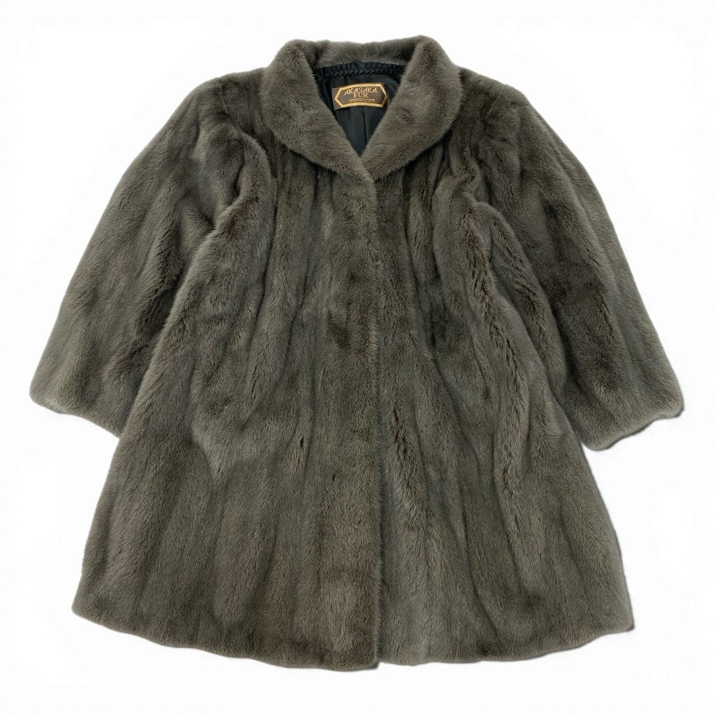 15l28 AKASAKA FUR 銀サガ SAGA MINK サガミンク 染めミンク ロングコート サイズF グレー 最高級本毛皮t18r