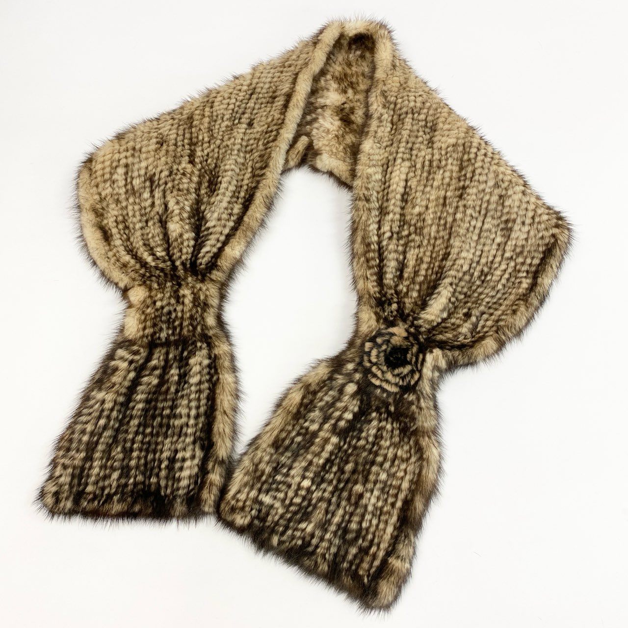 86j23 《美品》マフラー ストール ミンクヤーン ミンクファー 毛皮 ベージュ系 レディース 女性用u02t