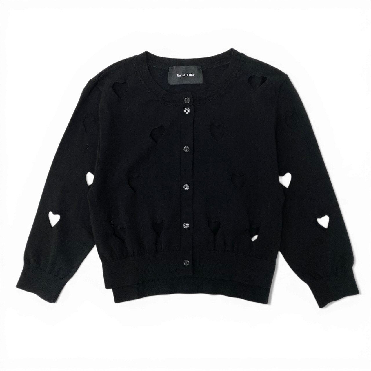 83c27《美品》 Simone Rocha シモーネロシャ ハートカット ライトカーディガン サイズXS ブラック Heart Cut Cardigant18r