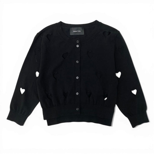 83c27《美品》 Simone Rocha シモーネロシャ ハートカット ライトカーディガン サイズXS ブラック Heart Cut Cardigant18r