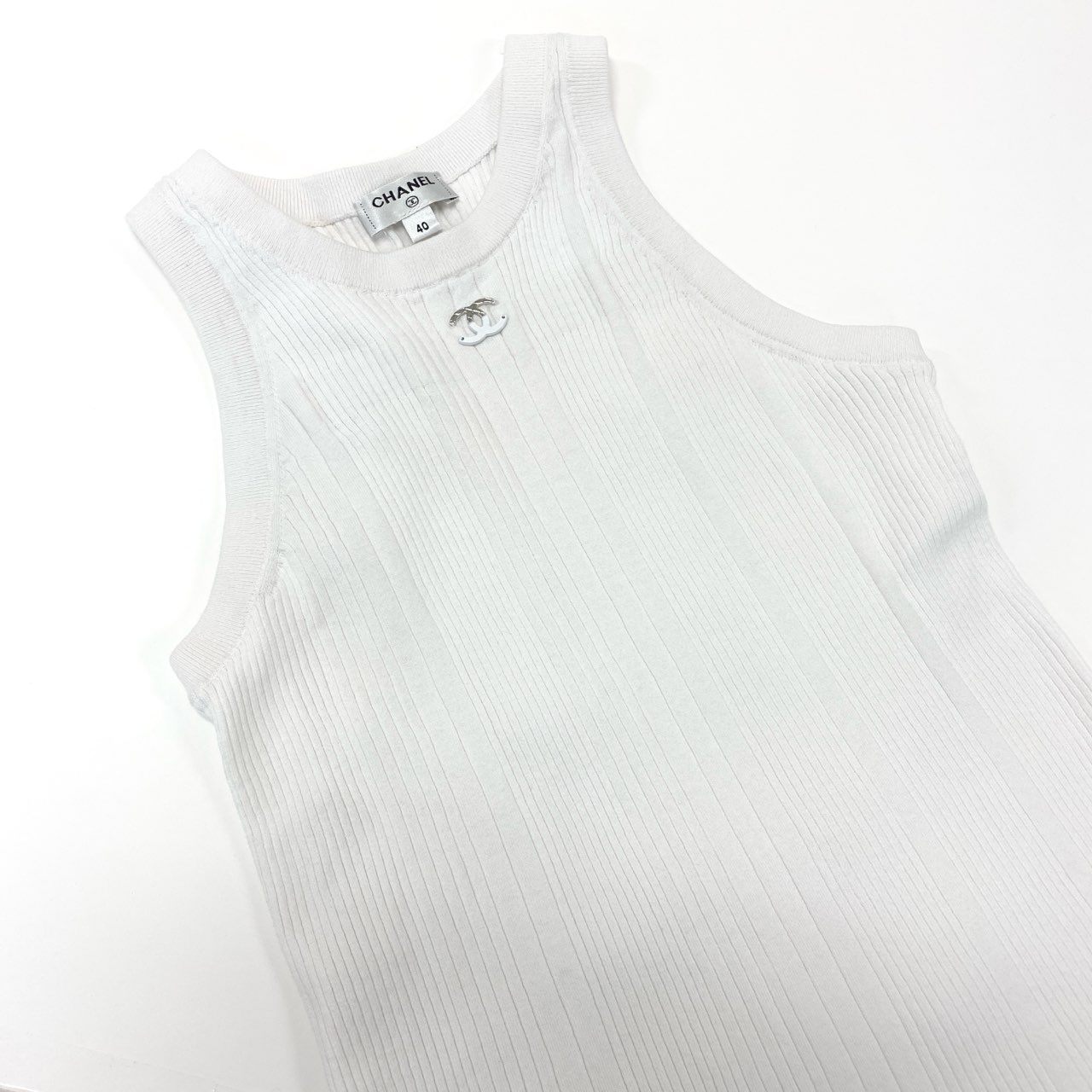 44k28 【美品】CHANEL シャネル 2025SS ココマーク ノースリーブタイトドレス ワンピース P79173L114113 サイズ40 レディース 女性用k02i