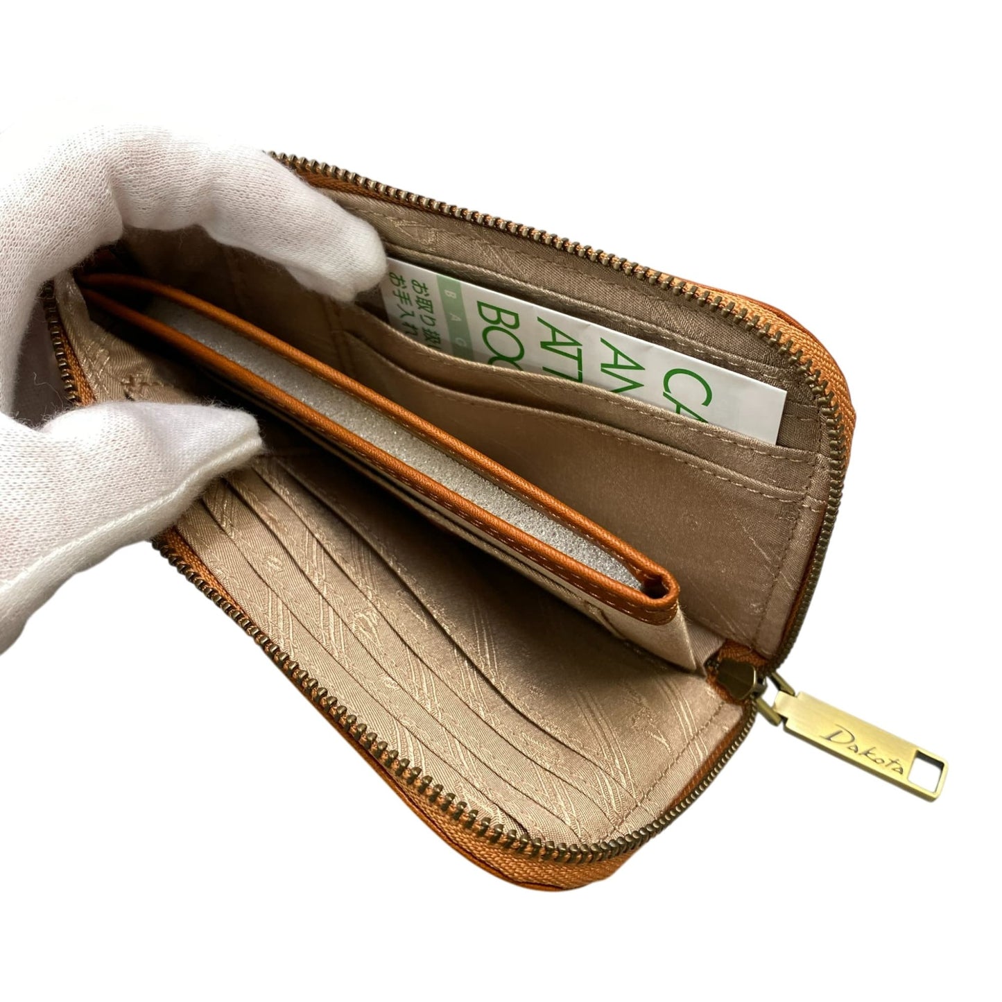 L10 《未使用》 Dakota ダコタ ラルゴ L字ファスナー 財布 ブラウン レザー ウォレット 小銭入れ 牛革 チャーム付きt18r