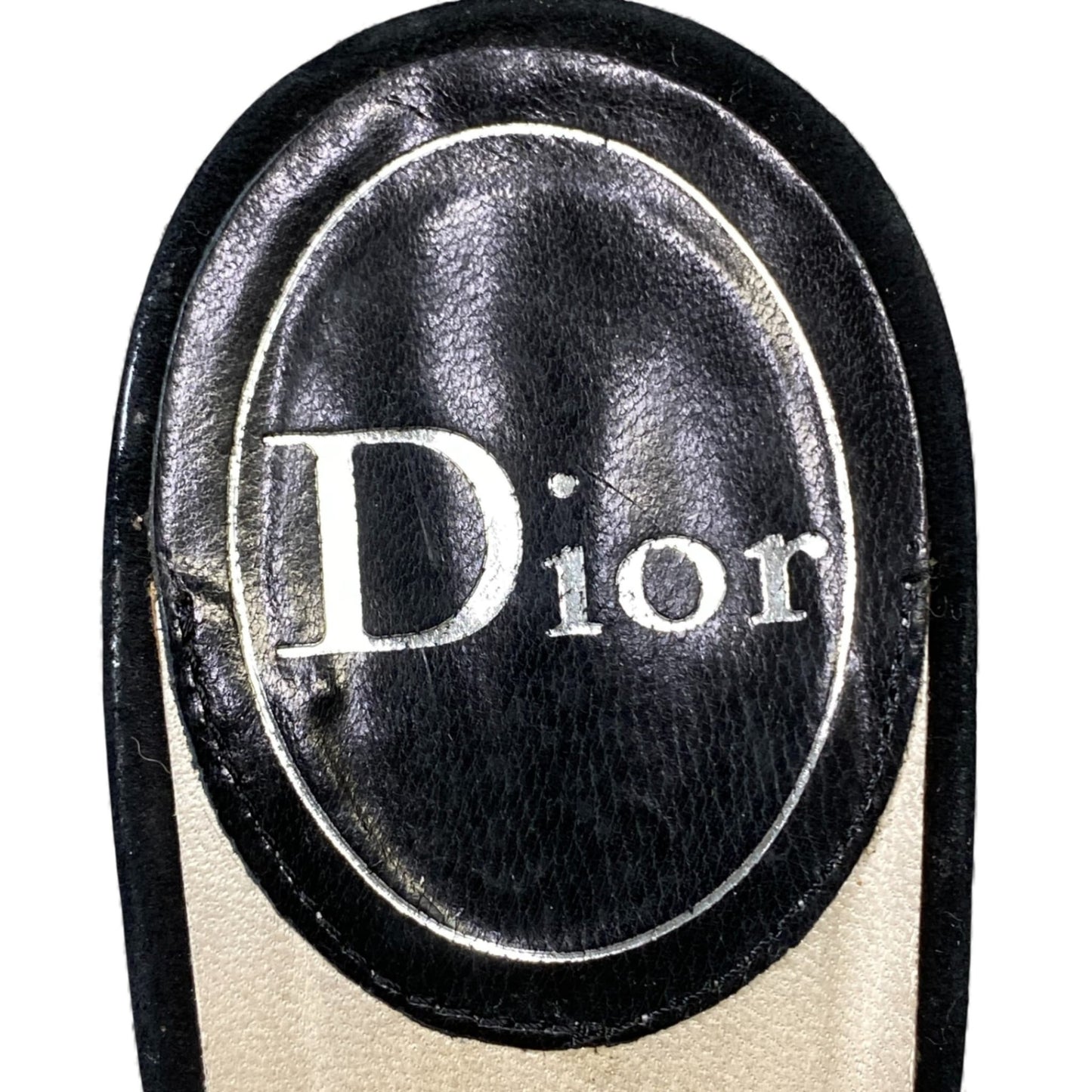 1L11 Christian Dior クリスチャンディオール 刺繍 キーチャーム付き サンダル サイズ37 1/2 ブラック スウェード レディース 女性用 靴k02i