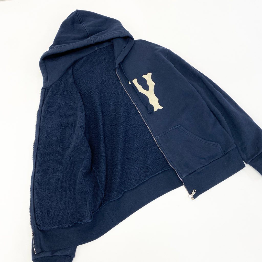 29a9 GUCCI グッチ 18AW MLB NY ヤンキース フロント刺繍 ジップアップ スウェットパーカー バックロゴ メンズ 紳士服 519681 X9Y96 Mサイズ ネイビー コットン100％o07t