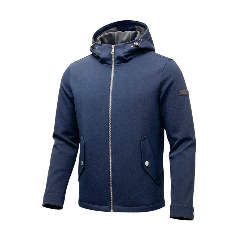 40f15 BLACK LABEL CRESTBRIDGE ブラックレーベルクレストブリッジ ジップアップ ナイロンパーカー  伸縮ストレッチ サイズＭ ネイビー メンズ 紳士服u02t