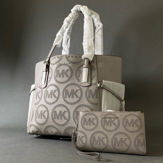 Hh4 《未使用保管品》 MCHAEL KORS マイケルコース EV TOTE レザートートバッグ 38S0SV6T4U パールグレー レザー レディース 女性用 鞄