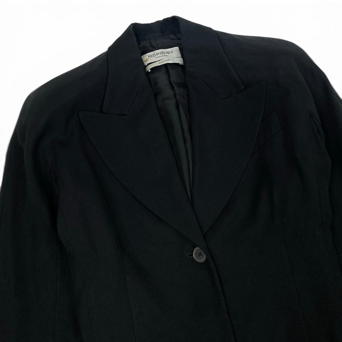 Ei3 YVES SAINT LAURENT イヴサンローラン リヴゴーシュ テーラードジャケット  サイズ36 ブラック レディースo07t