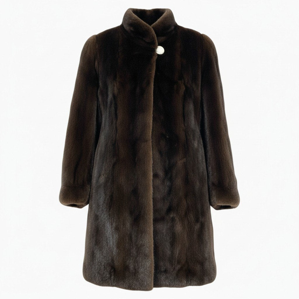 48a22 BLACKGLAMA ブラックグラマ マホガニーミンク ロングコート サイズF ダークブラウン 最高級本毛皮 Mink Fur Long Coatt18r