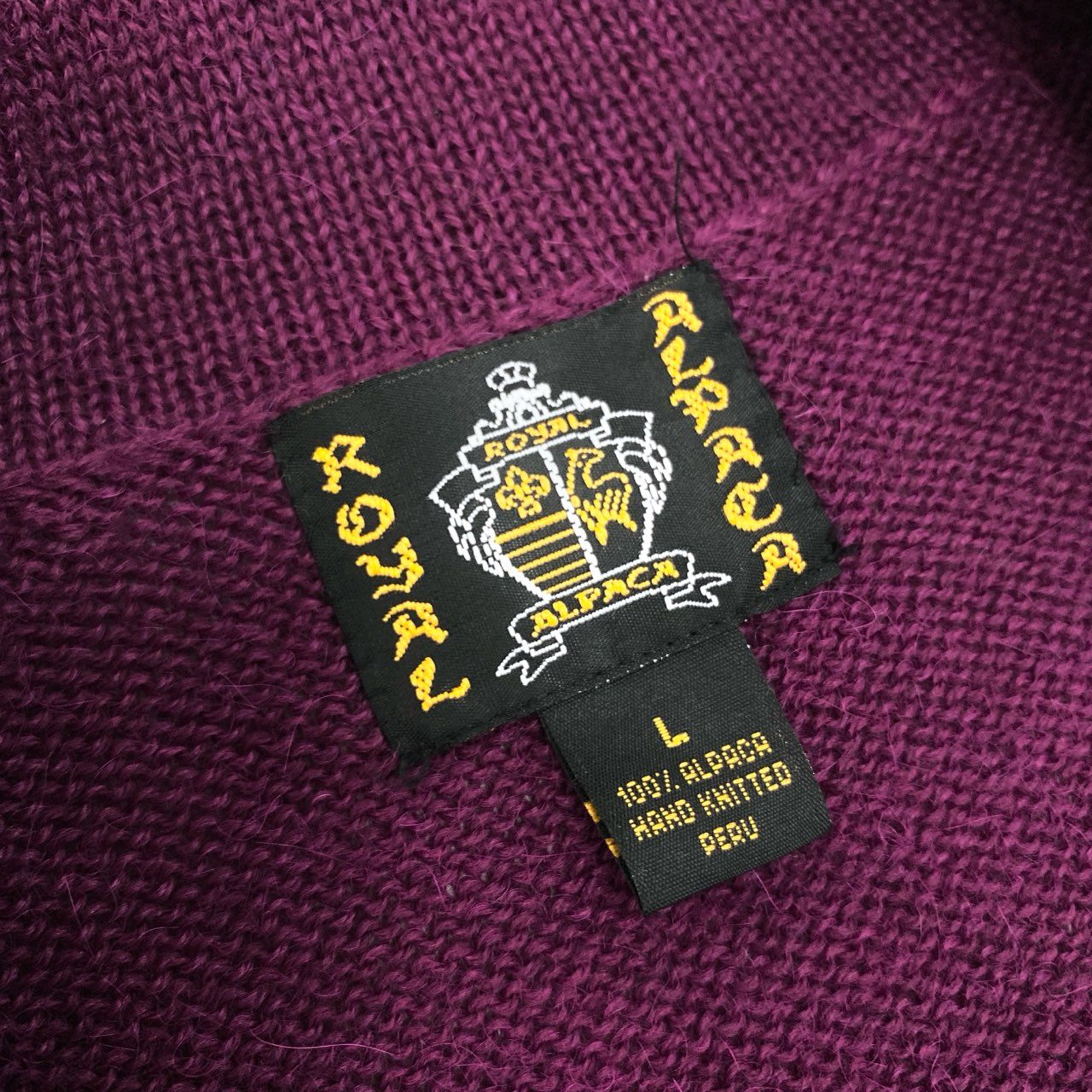 30K18 ROYAL ALPACA ロイヤルアルパカ ニットカーディガン ニットジャケット レディース 女性用 L パープル アルパカ100％u02t