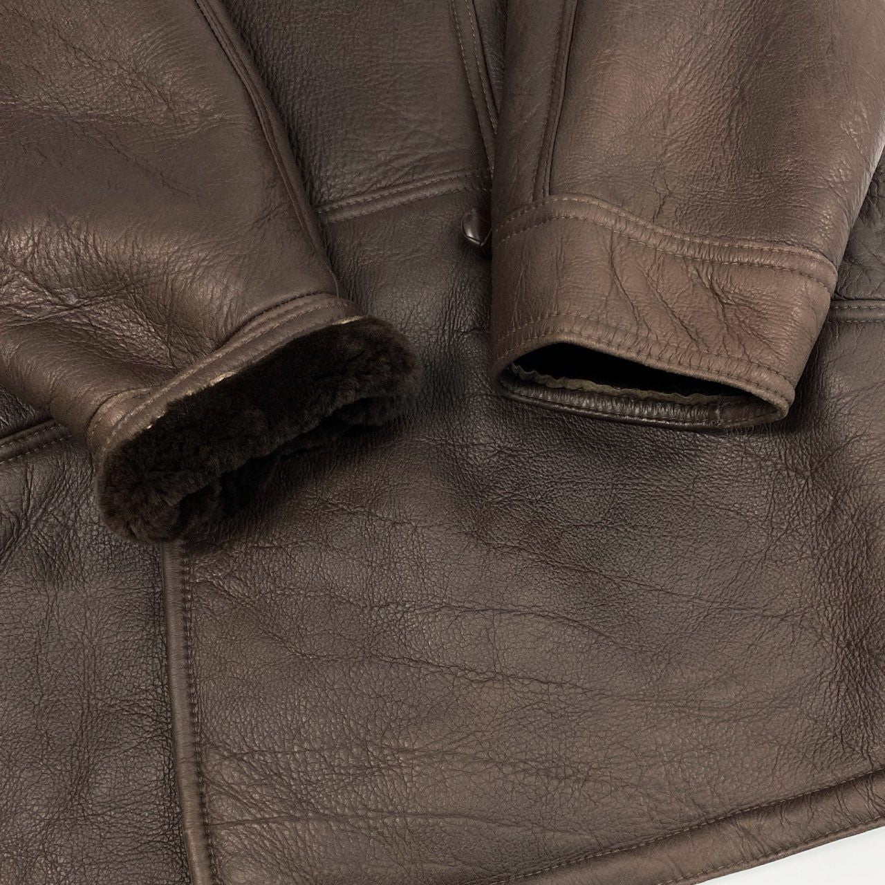 13j29 WOOLEA ムートンジャケット コート リアルラムスキン 羊革 42サイズ ブラウン メンズu02t