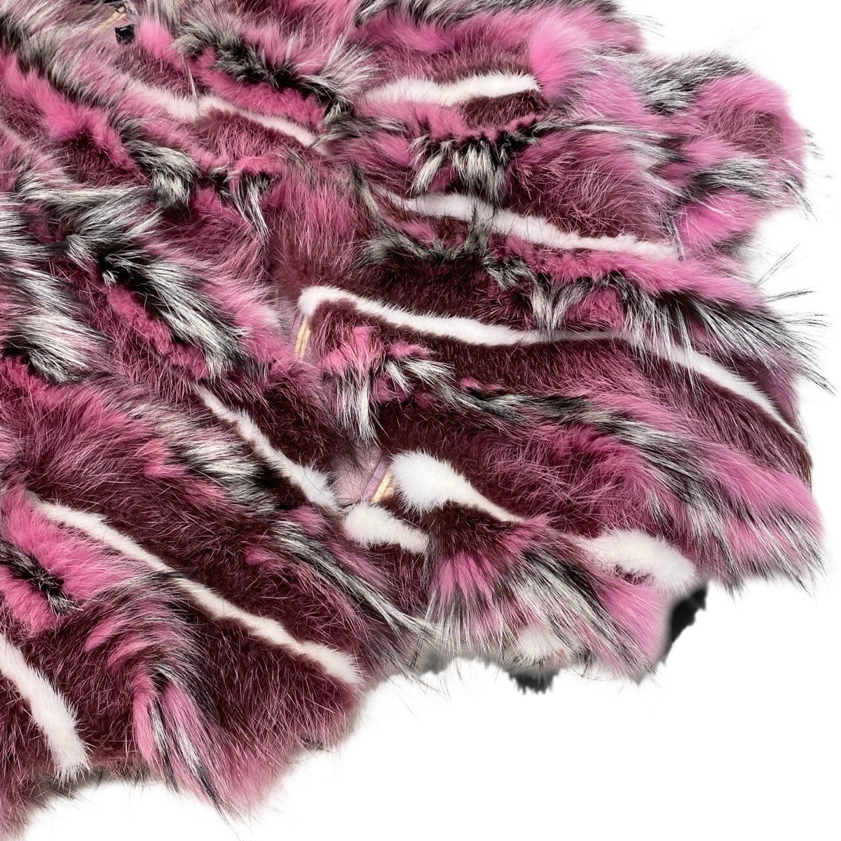 i13 FENDI フェンディ マルチカラー フォックス × ミンク ファージャケット Multi Color Fox Fur Paneled Mink Fur Jacket 40 ピンク 本毛皮t18r