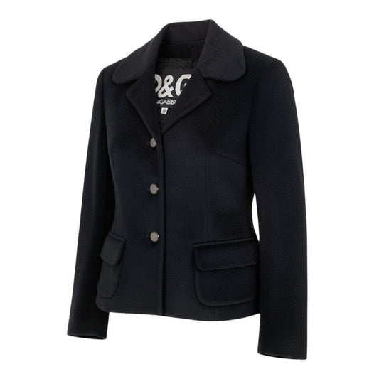 4i30 D&G DOLCE&GABBANA ドルチェアンドガッパーナ テーラードジャケット アウター イタリア製 38サイズ ブラック レディース 女性用u02t