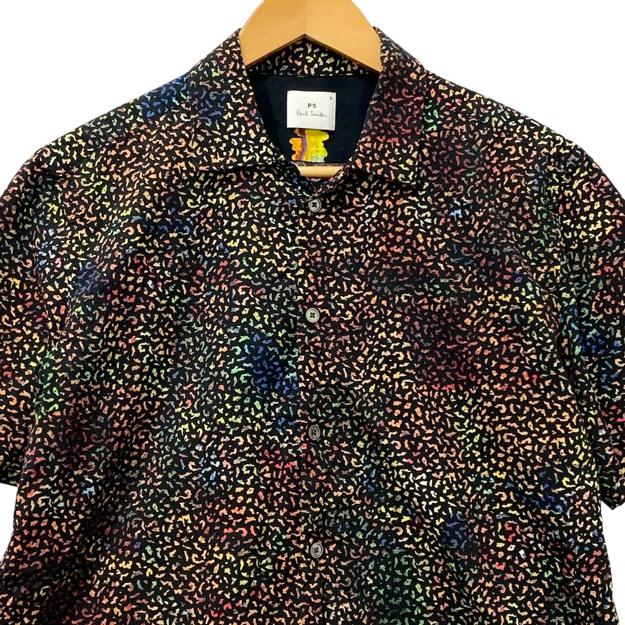 80e14 Paul Smith ポールスミス 半袖シャツ コットンシャツ 総柄 日本製 Mサイズ マルチカラー コットン100％ メンズ 男性用u02t