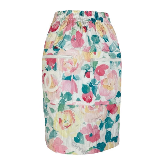 Cb19 CHANEL ヴィンテージ シャネル 1995年 ココマーク サイドジップ スリット ミニスカート サイズ34 マルチカラー レディースta1