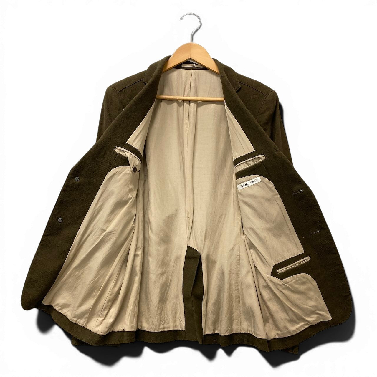 71f16 HELMUT LANG ヘルムートラング テーラードジャケット シングル 2B リネンブレンド サイズ36 ブラウン メンズ 紳士服u02t