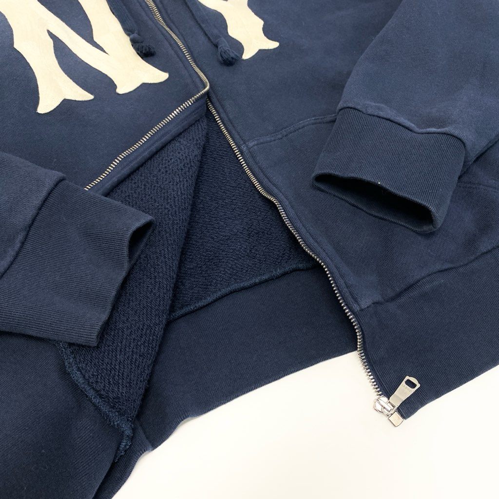 29a9 GUCCI グッチ 18AW MLB NY ヤンキース フロント刺繍 ジップアップ スウェットパーカー バックロゴ メンズ 紳士服 519681 X9Y96 Mサイズ ネイビー コットン100％o07t