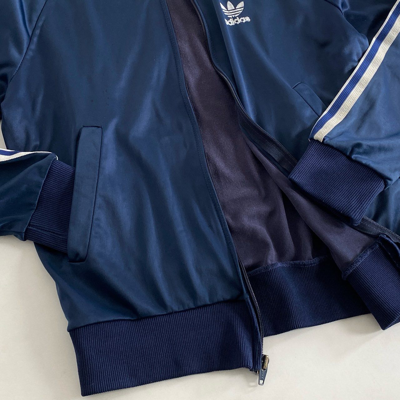 67i5 80s Vintage adidas アディダス ヴィンテージ KEYROLAN ATP Navy Track Jacket トラックジャケット USA製 トレフォイル Sサイズ ネイビー