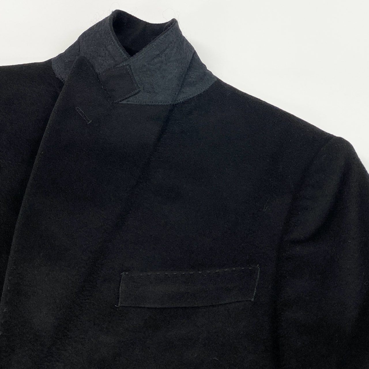 37L23 【美品】ALBERTO BRESCI アルベルト ブレーシ チェスターコート ロングコート LUIGUI BIANCHI MANTOVA カシミヤ混 イタリア製 7033 44R ブラック メンズo07t