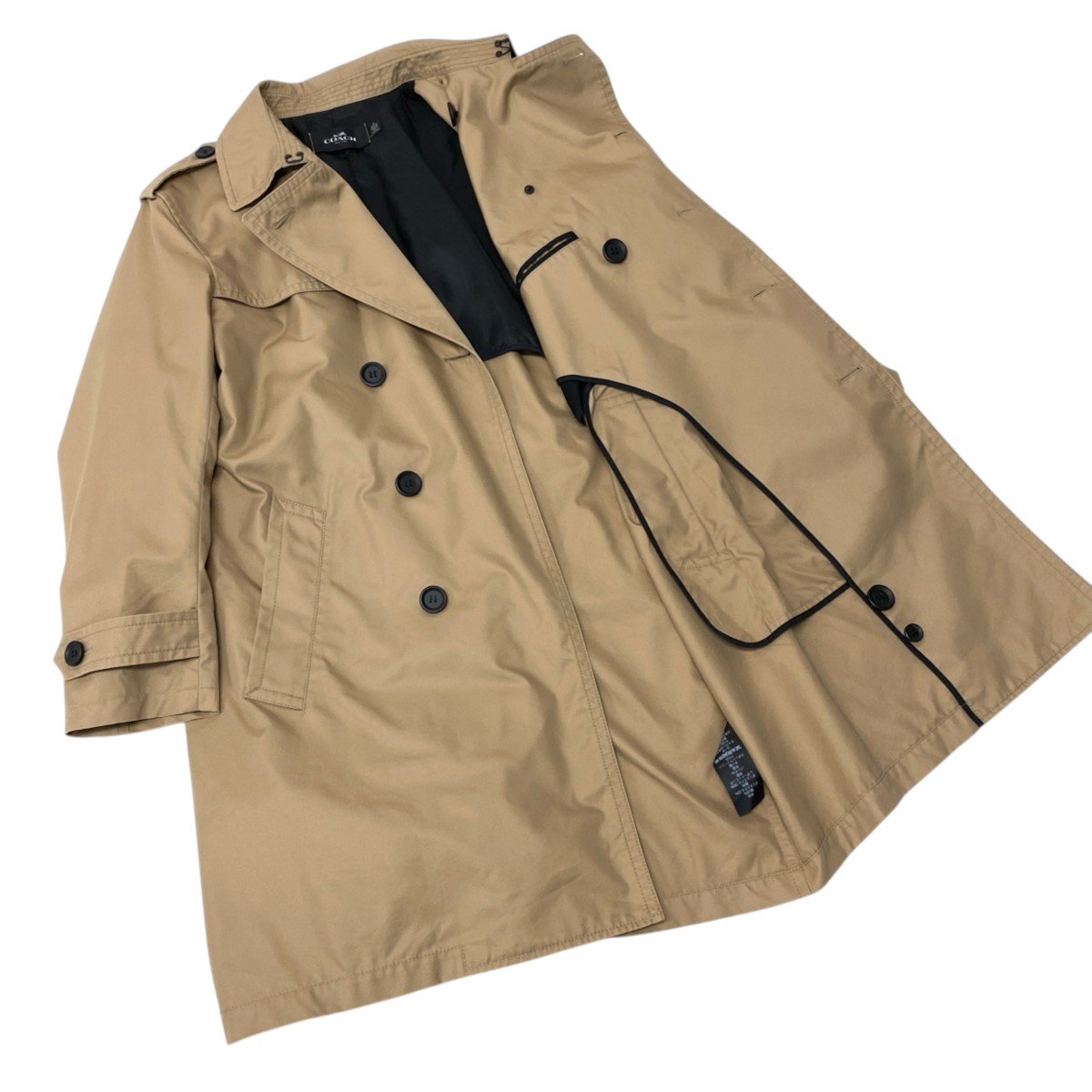 33h19 【美品】COACH コーチ トレンチコート スプリングコート ラムレザー F87431 Mサイズ ベージュ メンズ 男性用u02t