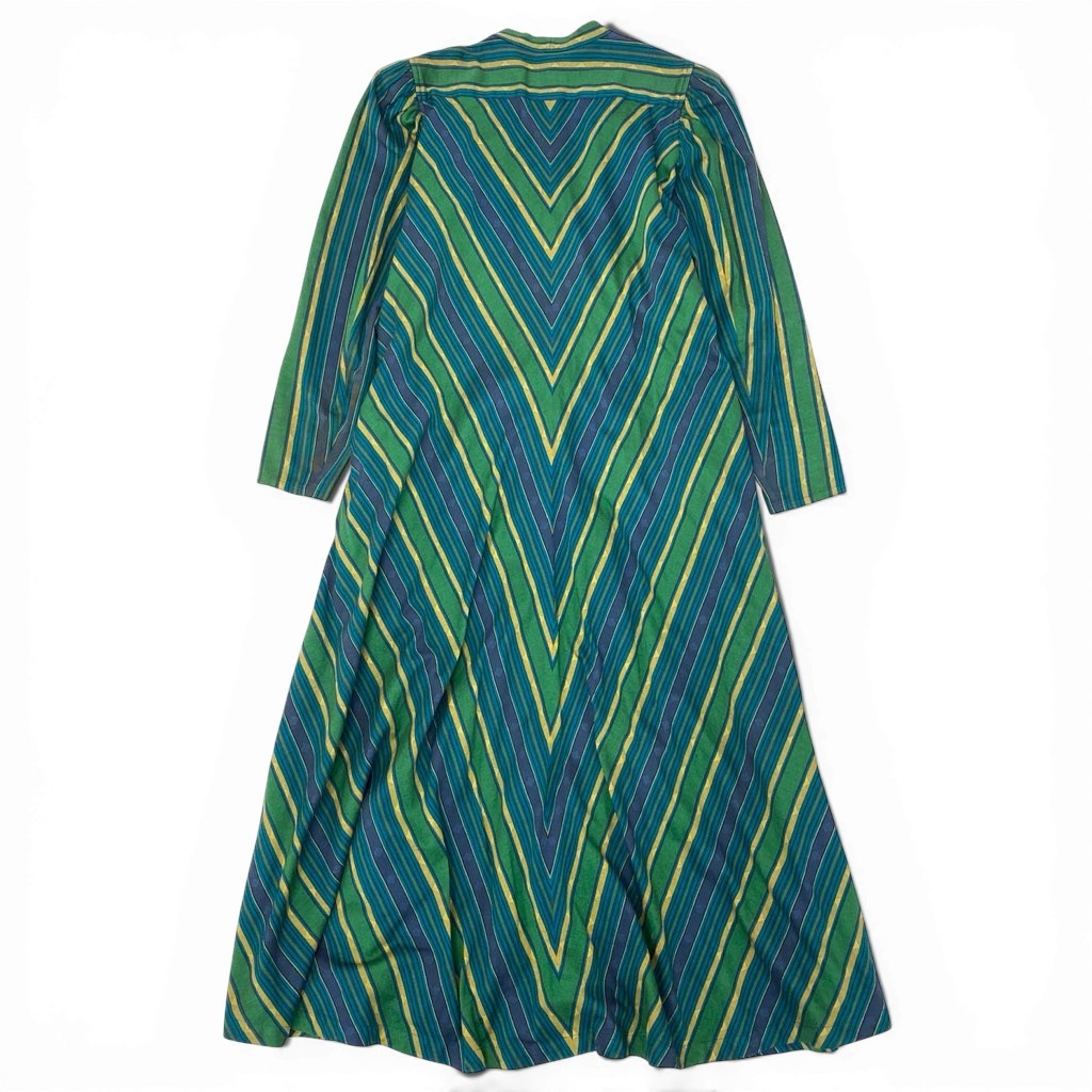 66a12 KENZO ケンゾー vintage ヴィンテージコ ロングコート ガウンコート カシュクール ストライプ柄 羽織 レディース M マルチカラー コットン100％u02t