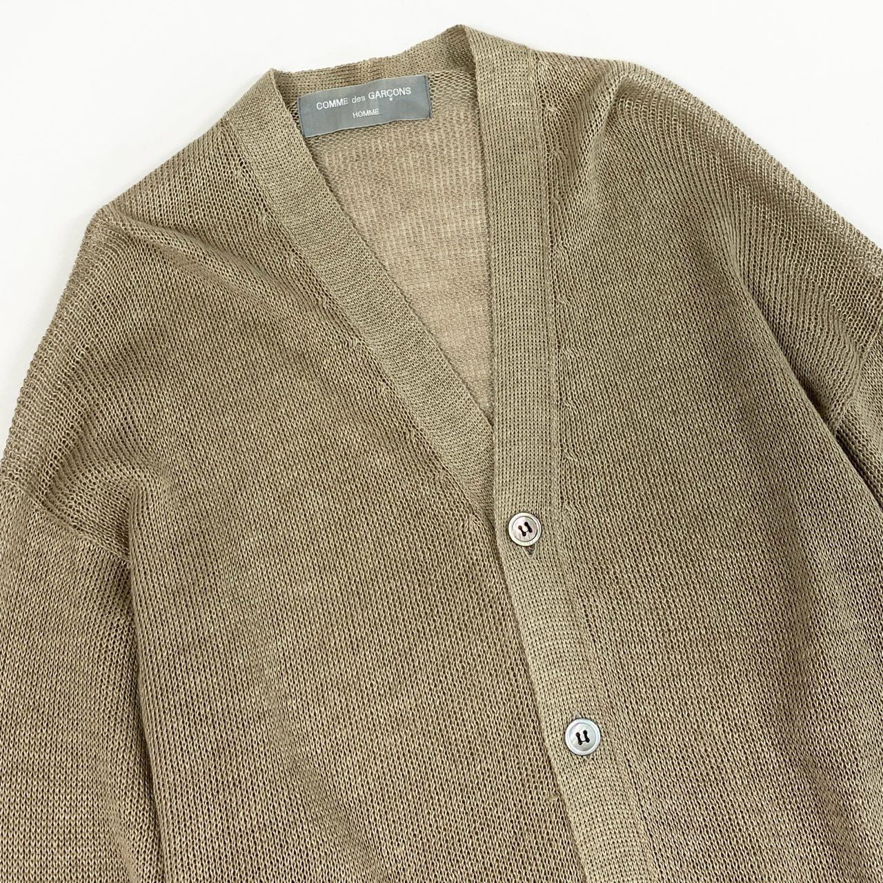 28b20 COMME des GARCONS HOMME コムデギャルソンオム 1994 田中オム サマーニットカーディガン トップス 表記無し ベージュ リネン 90su02t