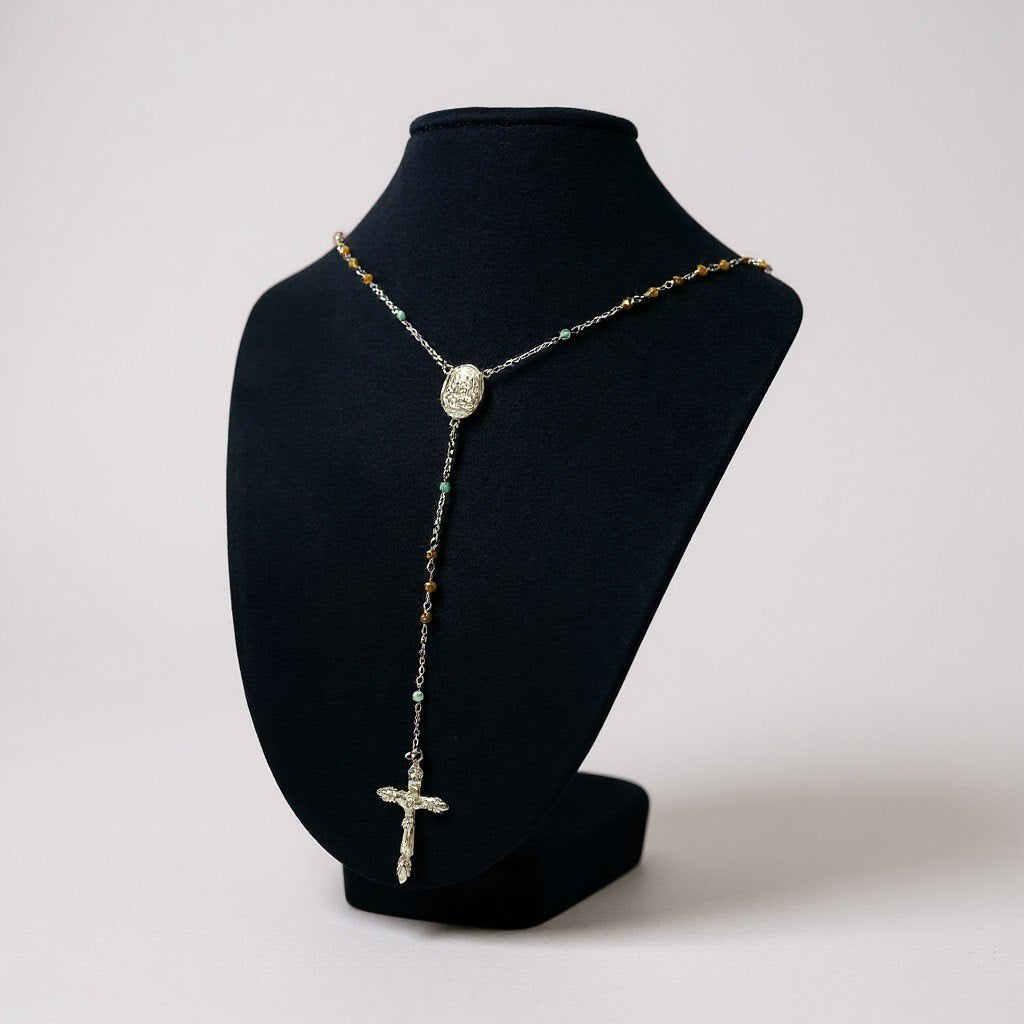 a5 DOLCE&GABBANA ドルチェアンドガッパーナ ロザリオ ネックレス クロス 十字架 アクセサリー マルチカラー レディースk02i