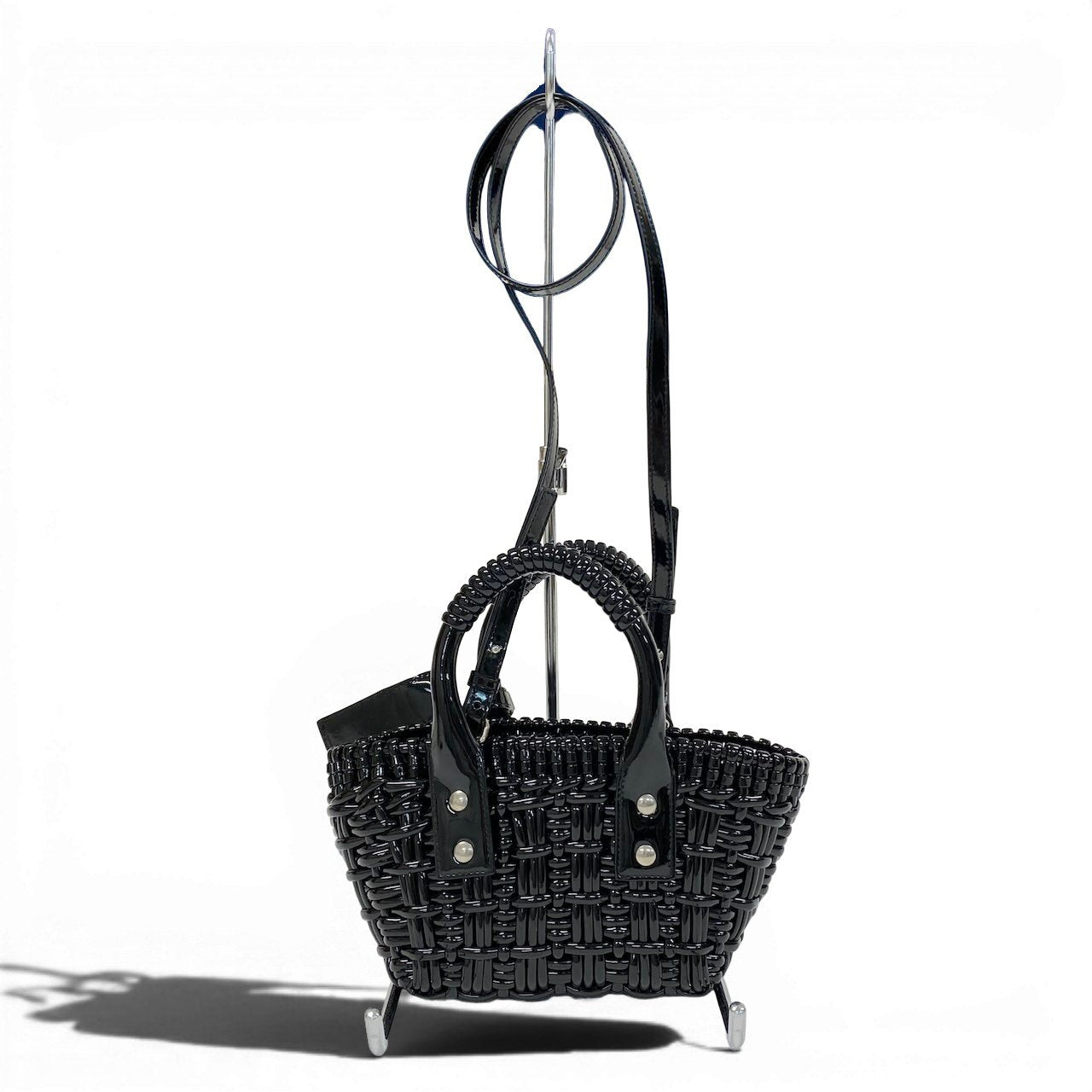 e4 《極美品》 BALENCIAGA バレンシアガ 2WAY ビストロ XXS バスケットバッグ ブラック Bistro Basket Bag Blackt18r