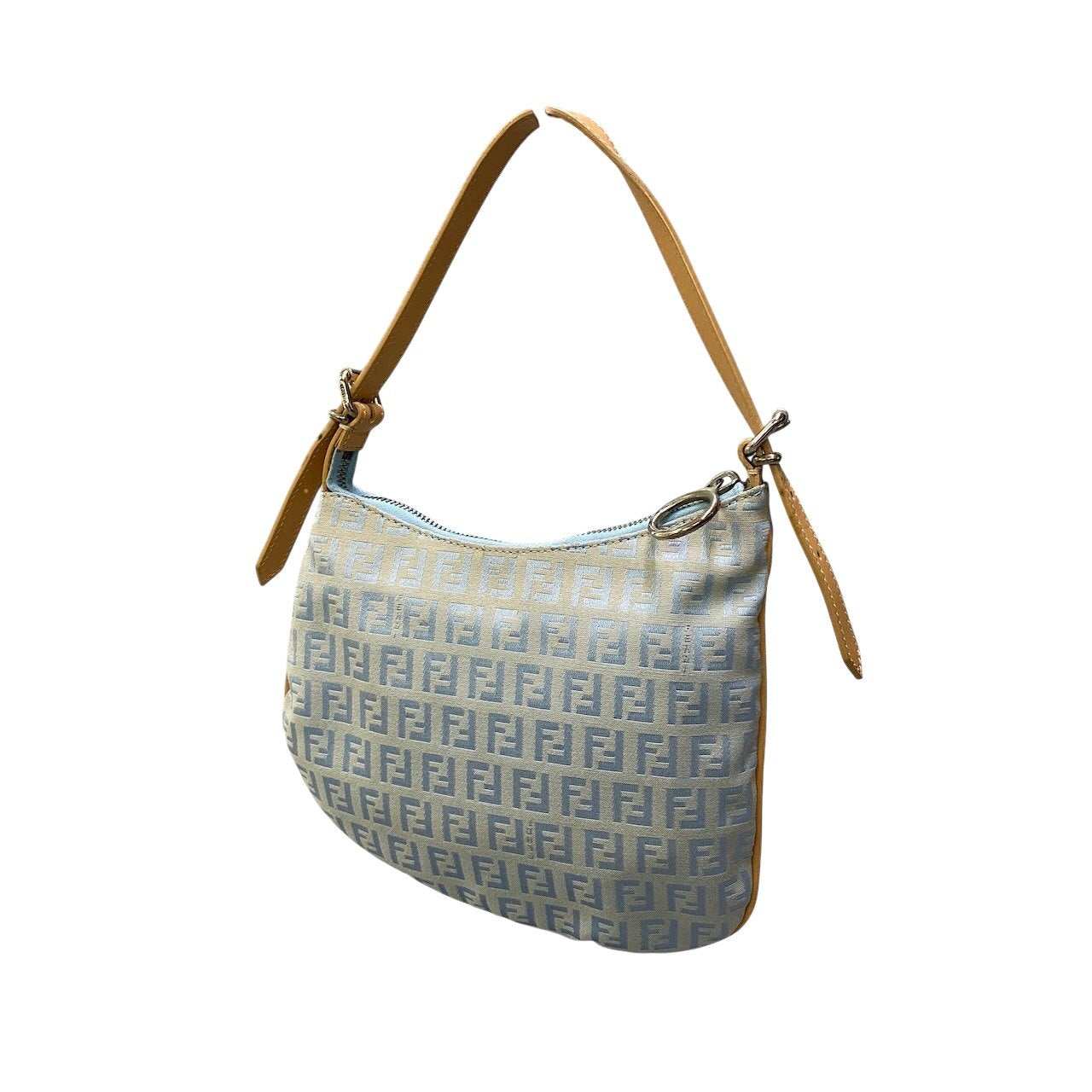 Ad2FENDI フェンディ ズッキーノ ハンドバッグ ワンショルダーバッグ ライトブルー レディースu02t