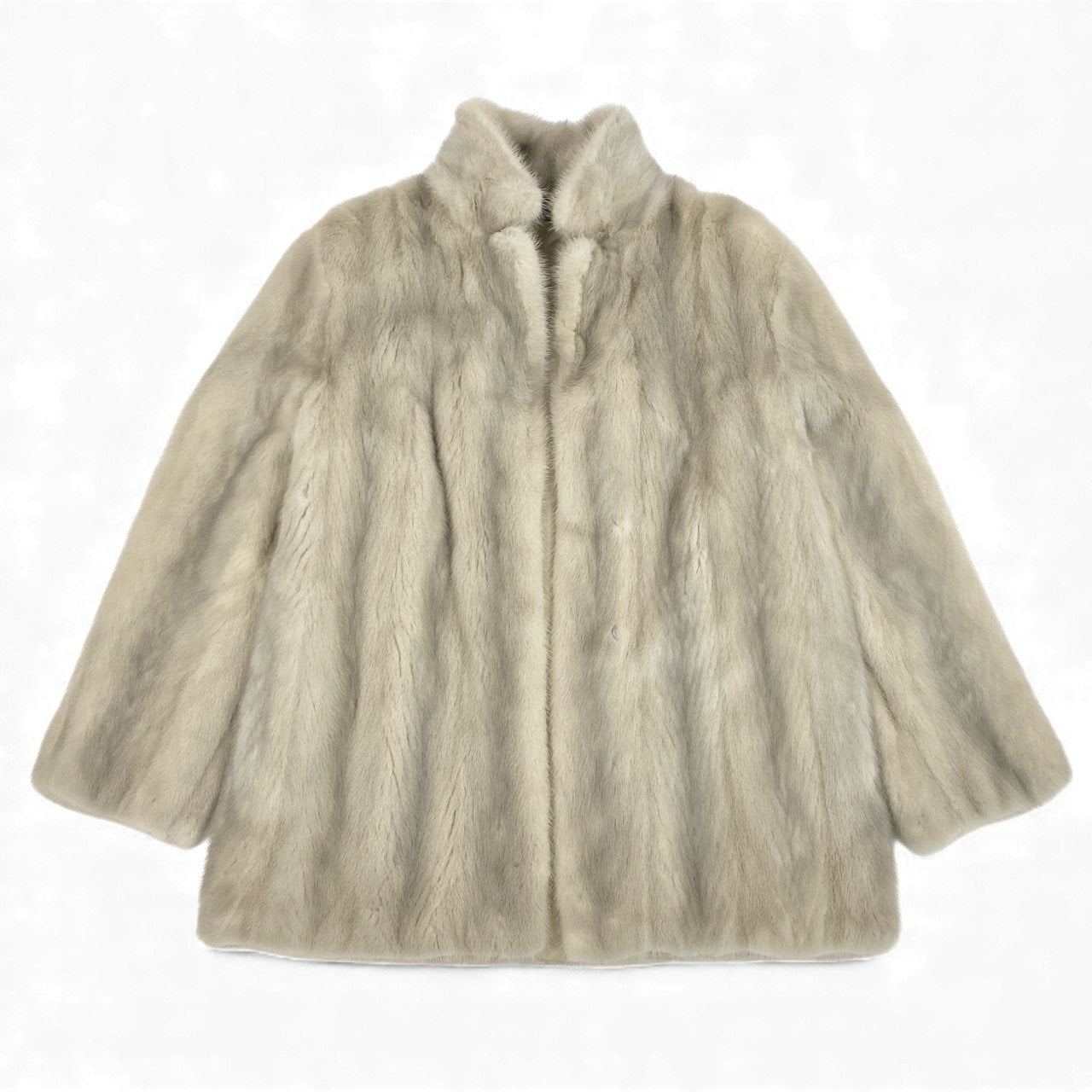 33L10 サファイアミンク ファーコート サイズ11号 シルバーグレー 本毛皮 MINK FUR ポケット有t18r