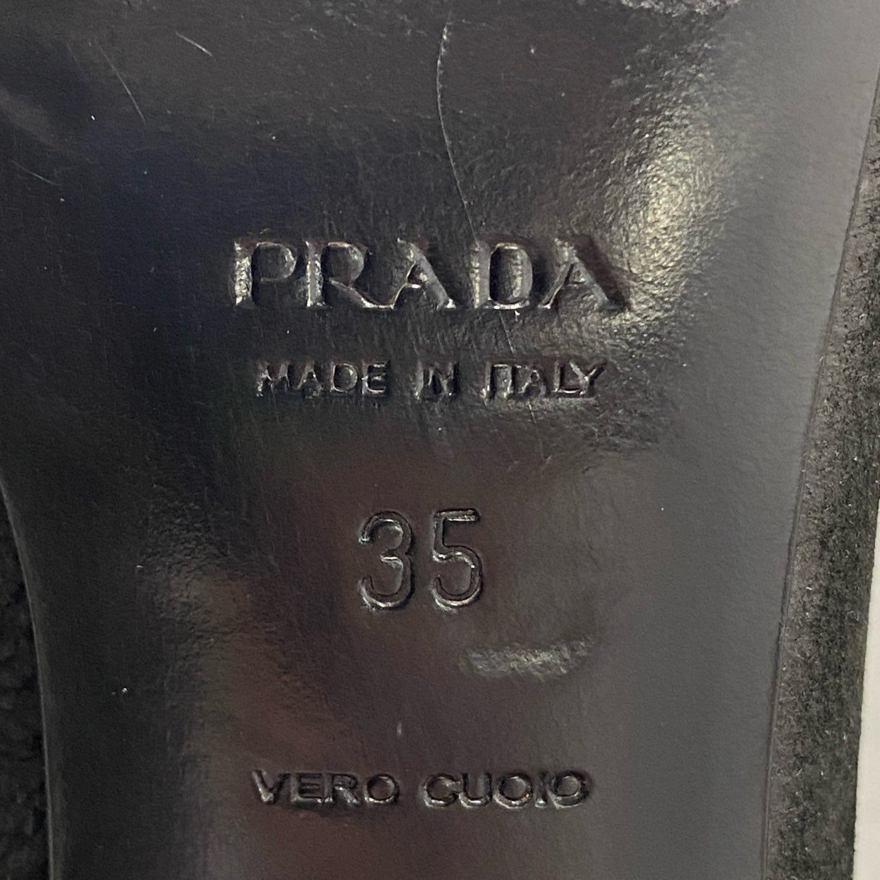 5f21 PRADA プラダ レース ミュールパンプス 35 ブラック レザー イタリア製 サンダル シューズ バックストラップ