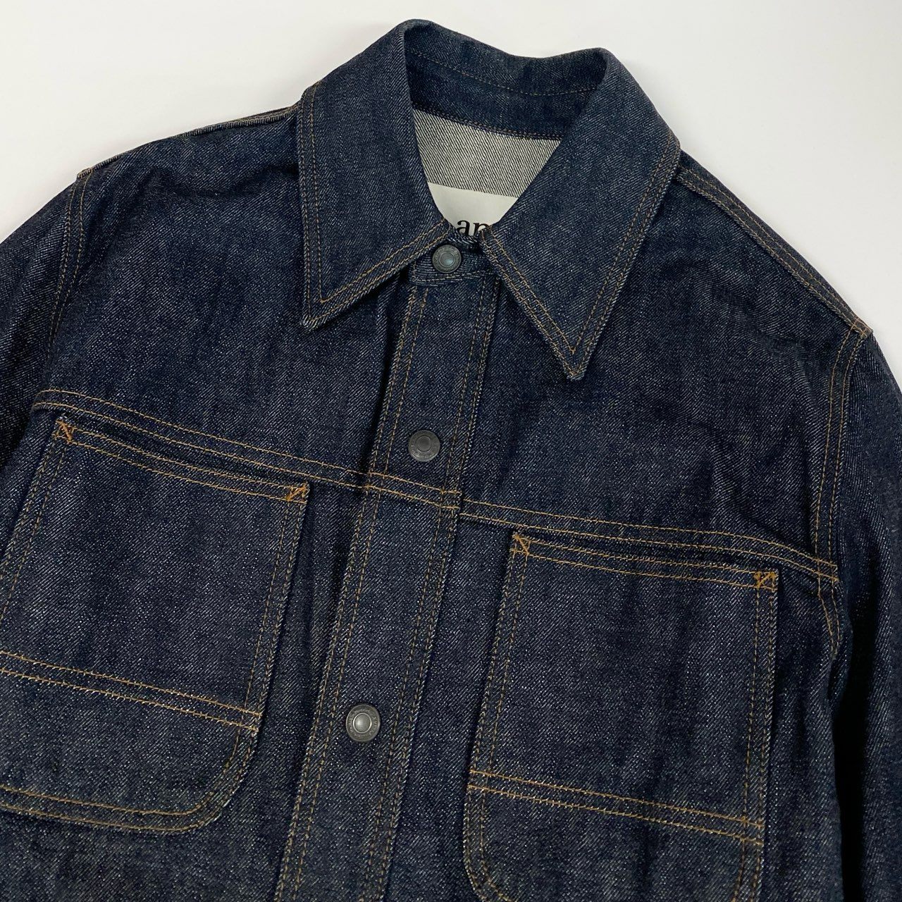 46j3 《美品》 Ami Alexandre Mattiussi アミアレクサンドルマテュッシ Denim shirt with pockets デニムシャツ ポケット H21HD429.600 XS インディゴブルー コットン メンズo07t