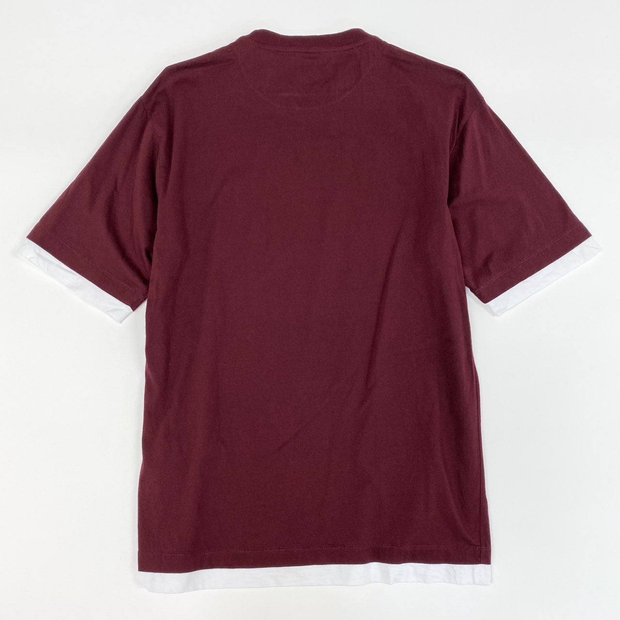 84e30 PRADA プラダ コットンTシャツ トライアングルロゴ レイヤードデザイン クルーネック カットソー 半袖 ACU1 2024 82 UJN912 Sサイズ ボルドー