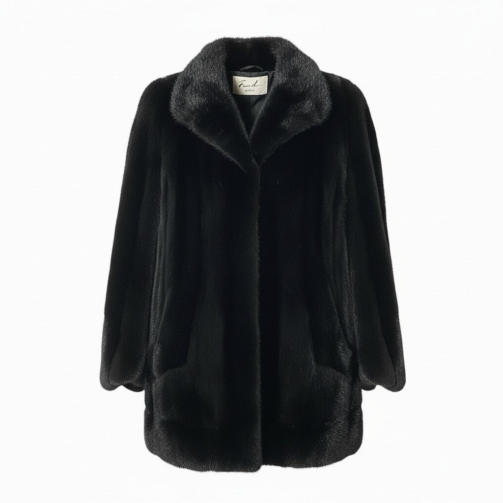 44a15 希少デザイン ダークミンク ロングコート サイズ9～11 ブラック 本毛皮 Dark Mink Fur Coatt18r
