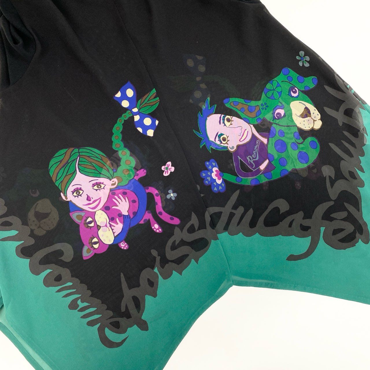 14a28 TOKUKO 1er VOL トクコプルミエヴォル 変形トップス チュニック 長袖シャツ ブラウス 総柄プリント 9 ブラック レディース 女性用u02t