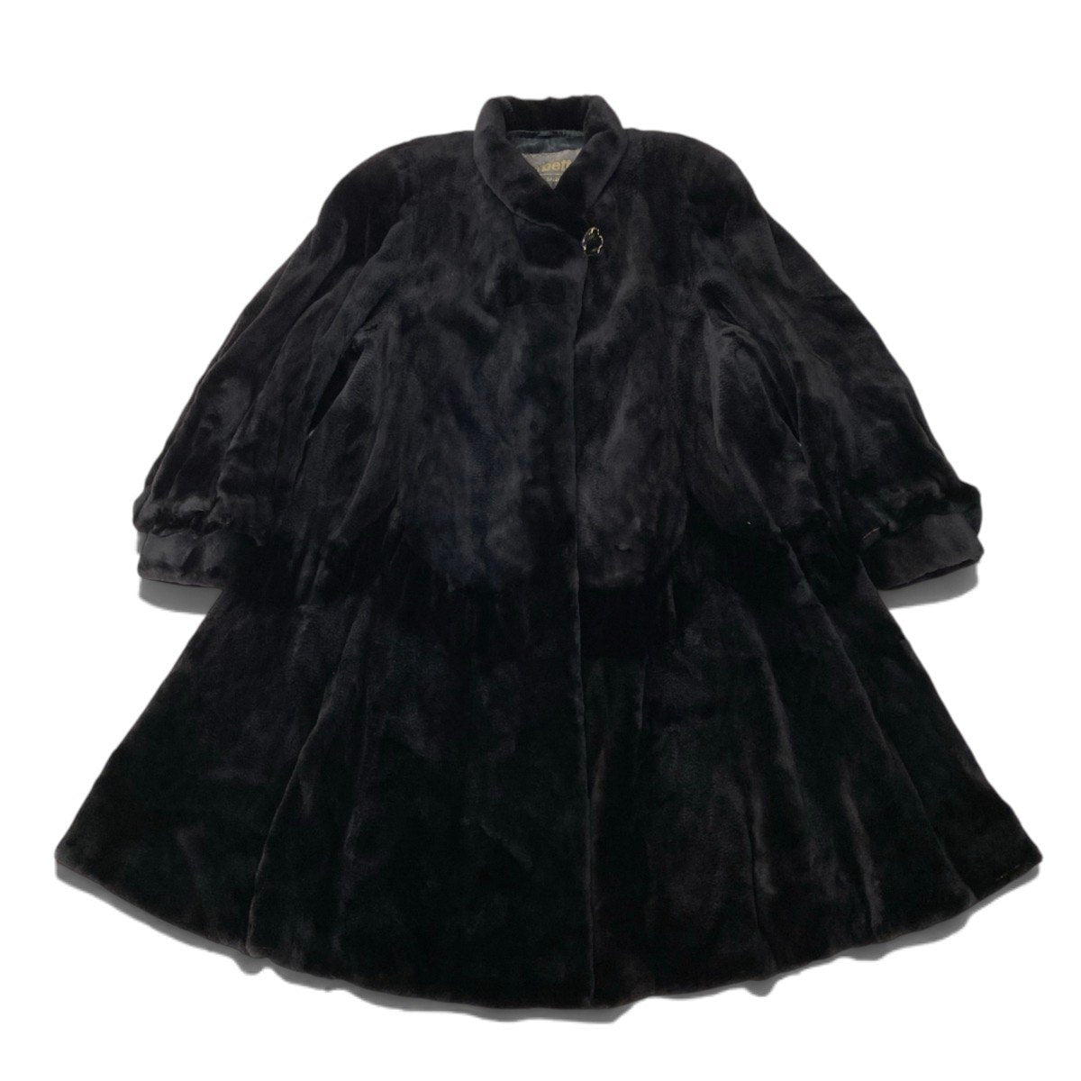 62i16 Herbette シェアードミンク ファーロングコート サイズF ブラック 本毛皮 Mink Fur Long Coatt18r
