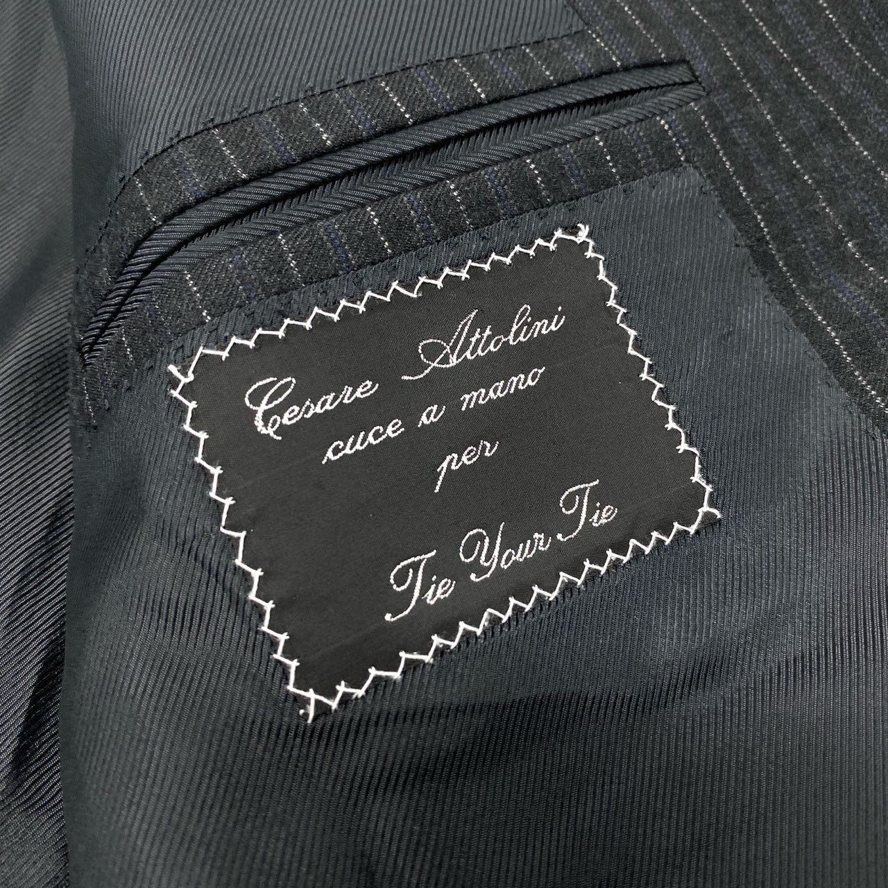 51Ⅼ2 Cesare Attolini チェザーレアットリーニ シングルスーツ セットアップ ストライプスーツ タイユアタイ 50 7R グレー系 ウール メンズ tie your tieu02t