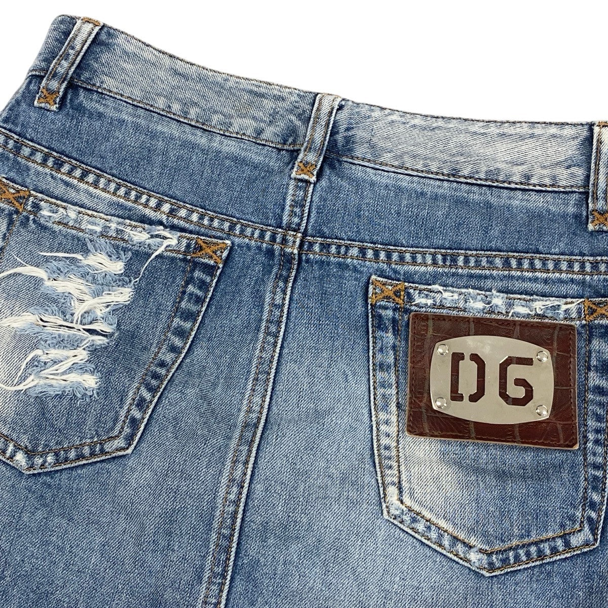 Eh28 【美品】DOLCE&GABBANA デニムスカート ミニスカート イタリア製 36サイズ インディゴ コットン100％ レディース 女性用k02i