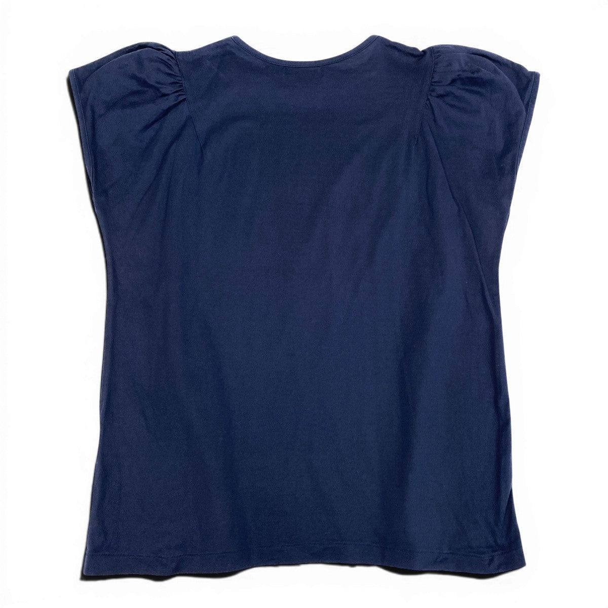 Ig10 YVES SAINT LAURENT イヴサンローラン フレンチスリーブ Tシャツ カットソー カサンドラロゴ刺繍 サイズM ネイビー コットン100％ レディースo07t