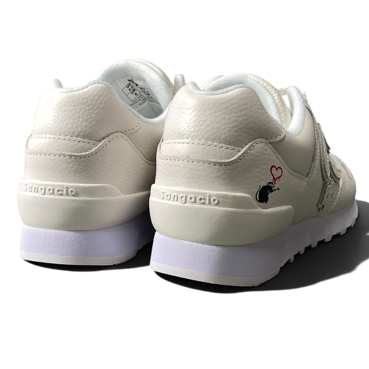 1h11 【極美品】SANGACIO にゅ～ず PURE WHITE BRANDALISED × バンクシー スニーカー 24.5cm ホワイト レザー レディース 女性用t18r