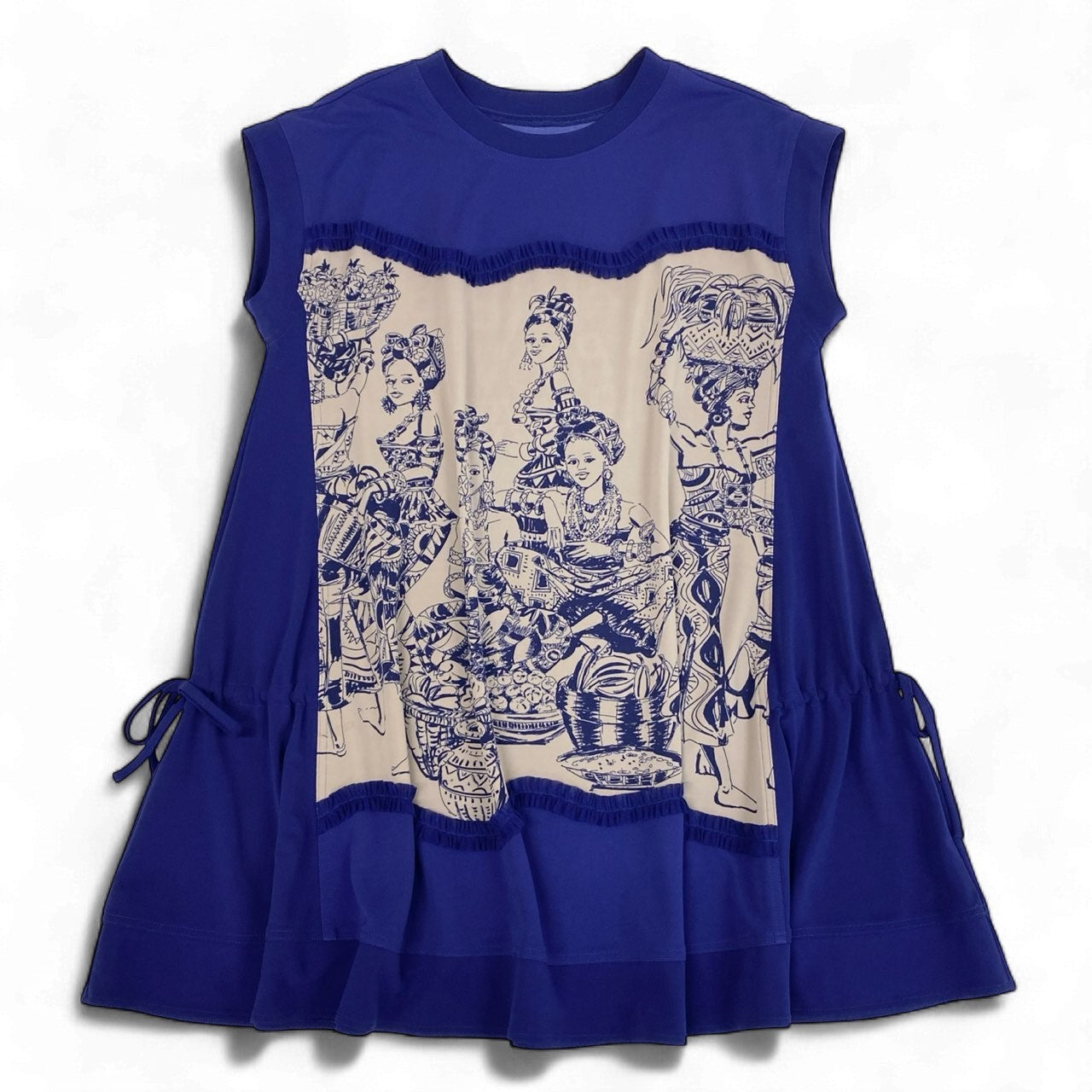 2k19 TOKUKO 1er VOL トクコプルミエヴォル 半袖 チュニックワンピース トップス Aライン 伸縮ストレッチ 9 ブルー系 レディースu02t