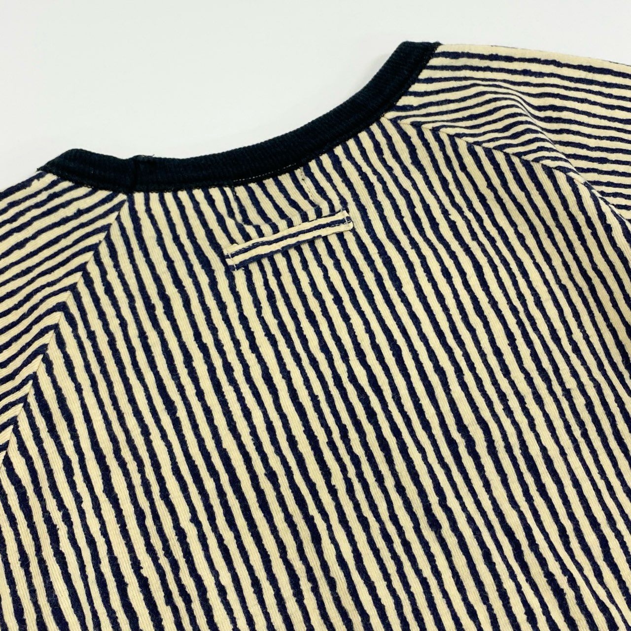 7f11 Jean Paul GAULTIER HOMME ジャンポールゴルチエオム 00s ストライプ チビTシャツ LA ネイビー アイボリー 画像参照 カットソー ミニT Vintage