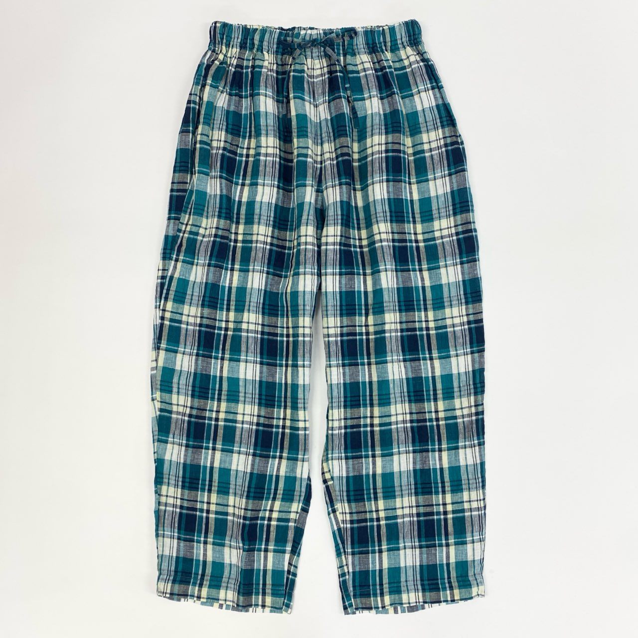 25j24《美品》nest Robe ネストローブ リネンマドラスチェックイージーパンツ ボトム チェック 01221-1156 Fサイズ マルチカラー レディースu02t