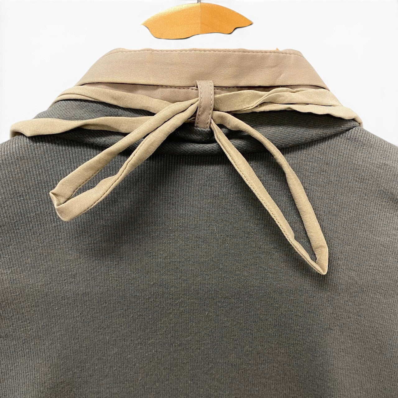 59f17 BRUNELLO CUCINELLI ブルネロクチネリ レイヤード風 ニットセーター 5分袖 サイズM グレー ベージュ レディース 女性服o07t