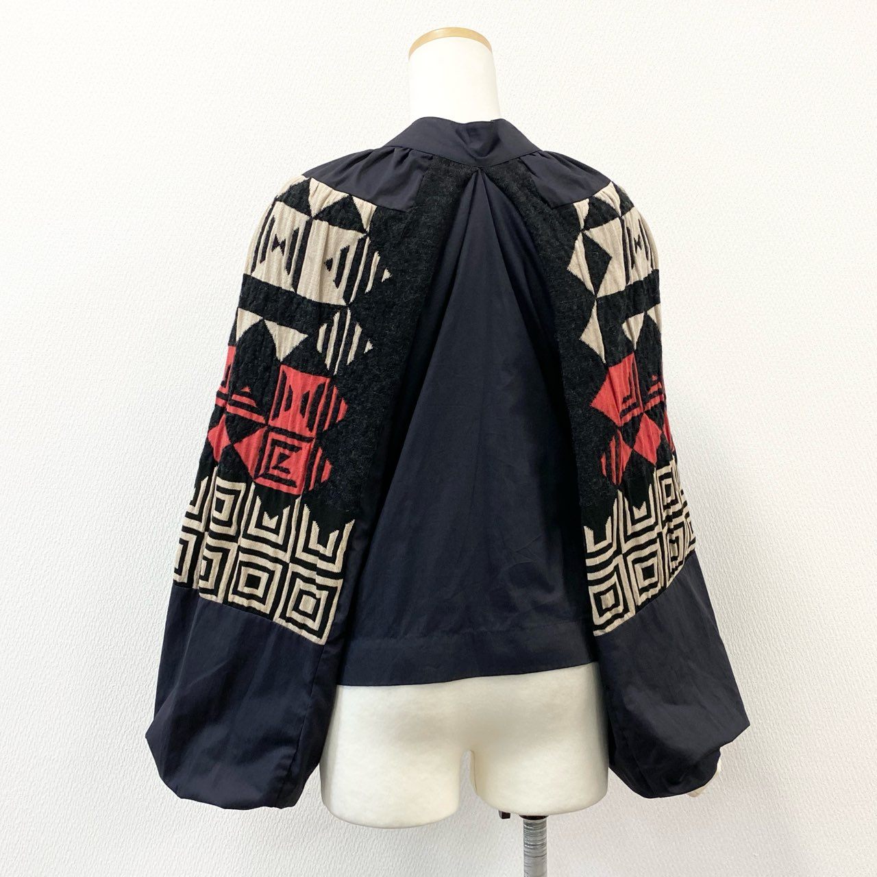 50f5 Vivienne Westwood ヴィヴィアンウエストウッド オリゾンティ ニット切替 長袖ブラウス ロングスリーブ トップス リボン イタリア製 変形デザイン Sサイズ ブラック系
