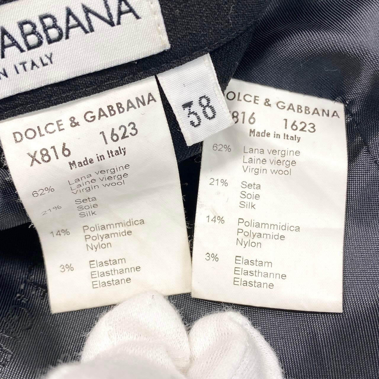 2h16 DOLCE&GABBANA ドルチェアンドガッバーナ セットアップ スカートスーツ テーラードジャケット タイトスカート サイズ38 ブラック レディースu02t