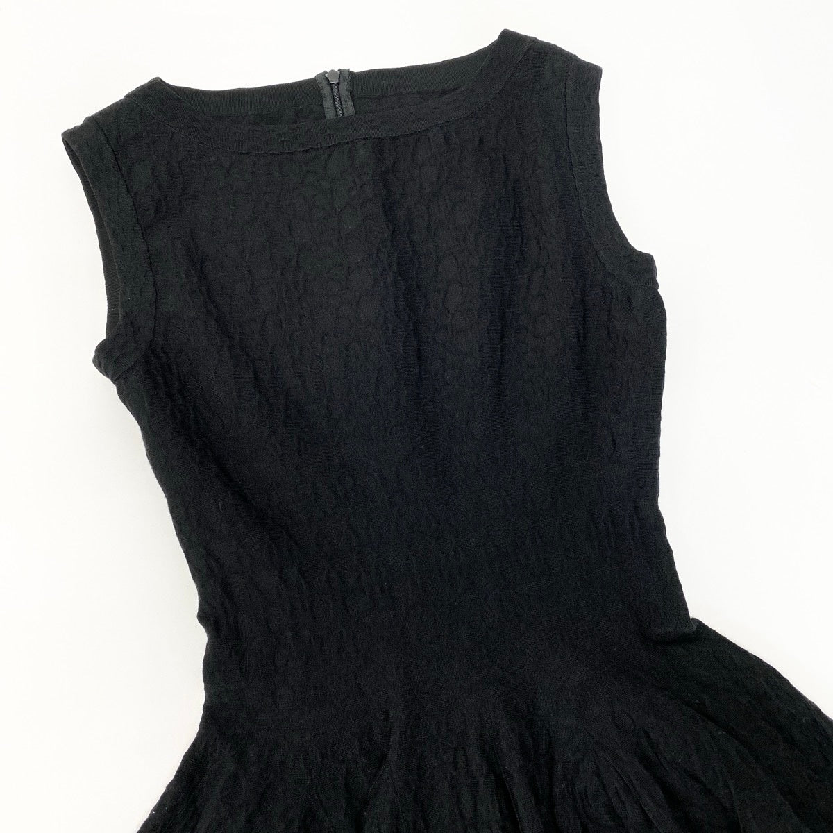 69e19 ALAIA アライア ジャガードワンピース ノースリーブドレスワンピース フレア サイズ38 ブラック レディース 女性服u02t