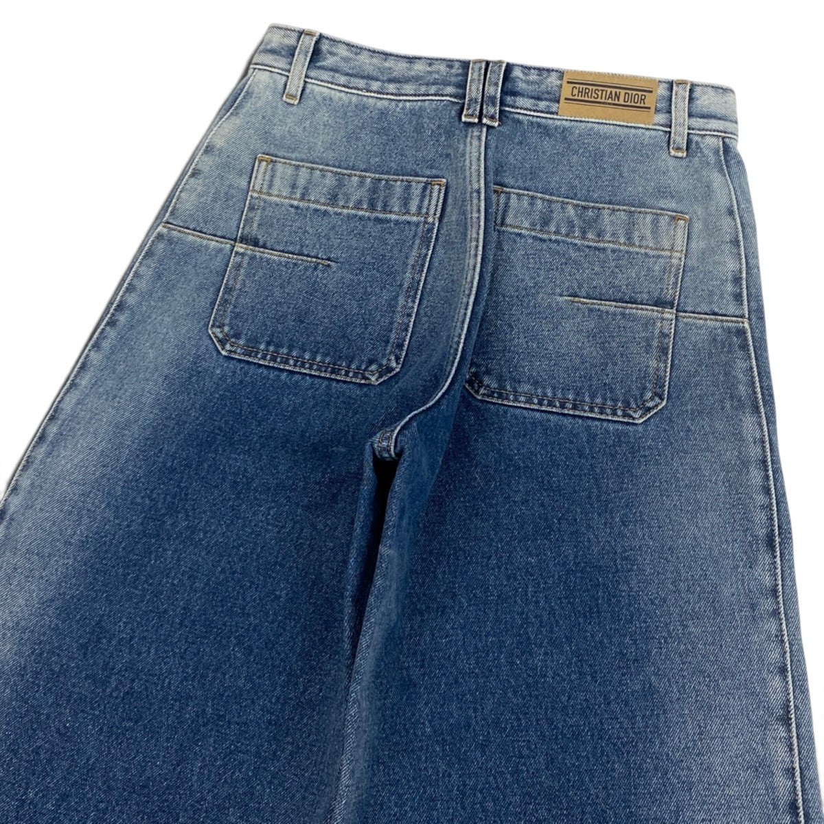 h31 【美品】Christian Dior オブリーク バギーデニムパンツ 38サイズ インディゴ コットン100％ レディース 女性用k02i