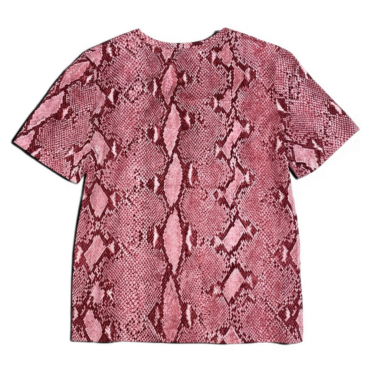 Ae27 GUCCI グッチ パイソン柄 半袖Tシャツ クルーネックカットソー サイズM ピンク系 コットン100％ レディース 女性服k02i