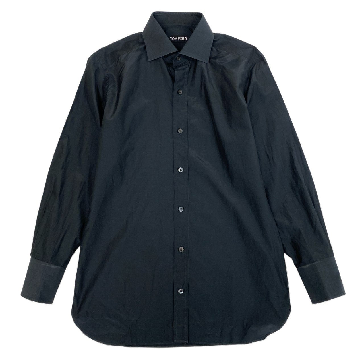 74k11 TOMFORD トムフォード 長袖コットンシルクシャツ トップス イタリア製 15 1/2サイズ ブラック メンズu02t
